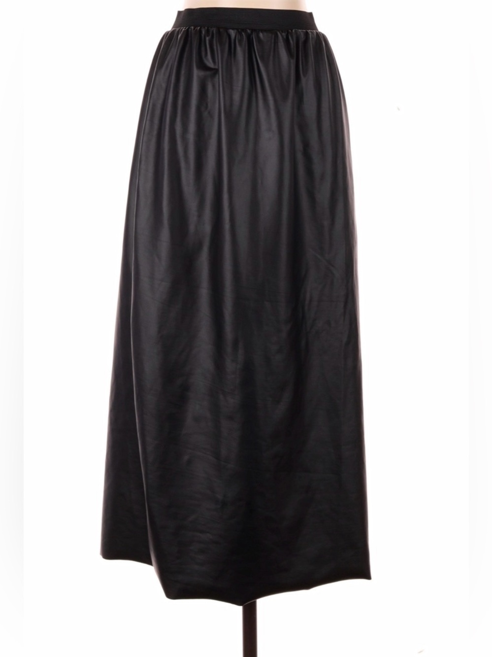 Boohoo Black Faux-Leather Midi Skirt